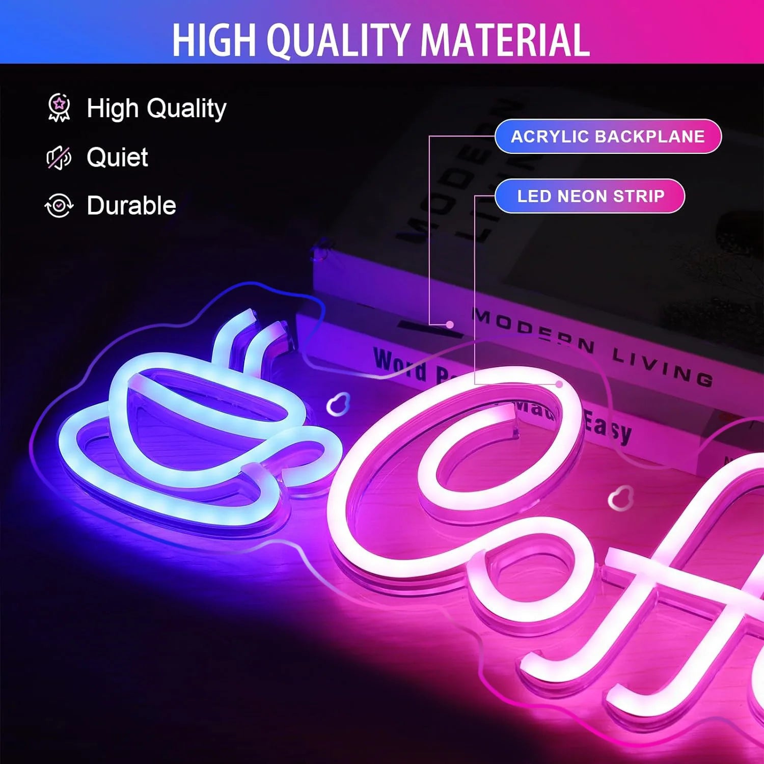 Coffee Neon Sign Light USB/Battery Led